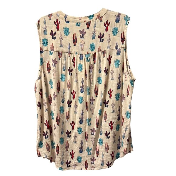 Torrid Sleeveless Cactus Print Blouse Top Size 1X ivory multi blouse - Picture 10 of 12